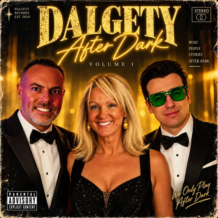 Dalgety After Dark, Volume One — a record sleeve with three figures in evening dress under gold light
